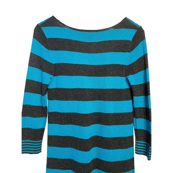 Express Women S Striped Sweater Dress Mini Blue/Black Nylon/Rayon/Wool Pockets - Picture 9 of 16